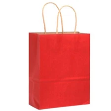 32-Packs Wine Red Paper Gift Bags with Handles Bulk 8.26"×6"×3.15" Small Size...
