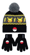 Pokemon Winter Beanie Hat & Gloves Set for Boys Pikachu Warm & Comfy Christmas