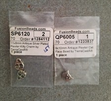 BRAND NEW TIERRACAST CAT FACE BEADS AND CHARMS-3 ITEMS