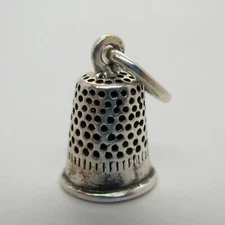 Sterling Silver THIMBLE Charm for Bracelet PENDANT Sewing SEAMSTRESS GIFT Cute!