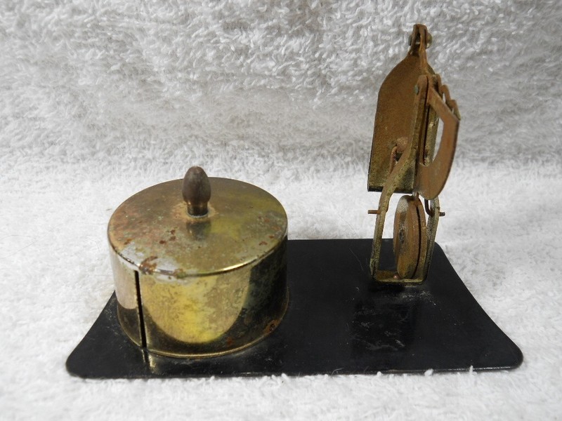 Brass Desktop Postal Letter 2 oz Scale & Stamp Postage Roll Holder Dispenser