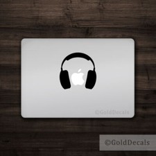 Headphones - Mac Apple Logo Laptop Vinyl Decal Sticker Macbook Music Sound