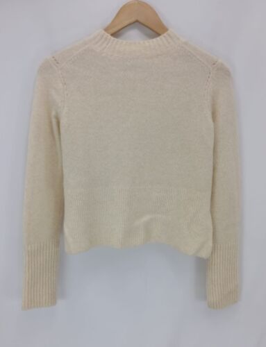 All Saints Cropped Sweater Slit Long Sleeve Ivory Wool Blend Womens Size Small - Picture 2 of 7