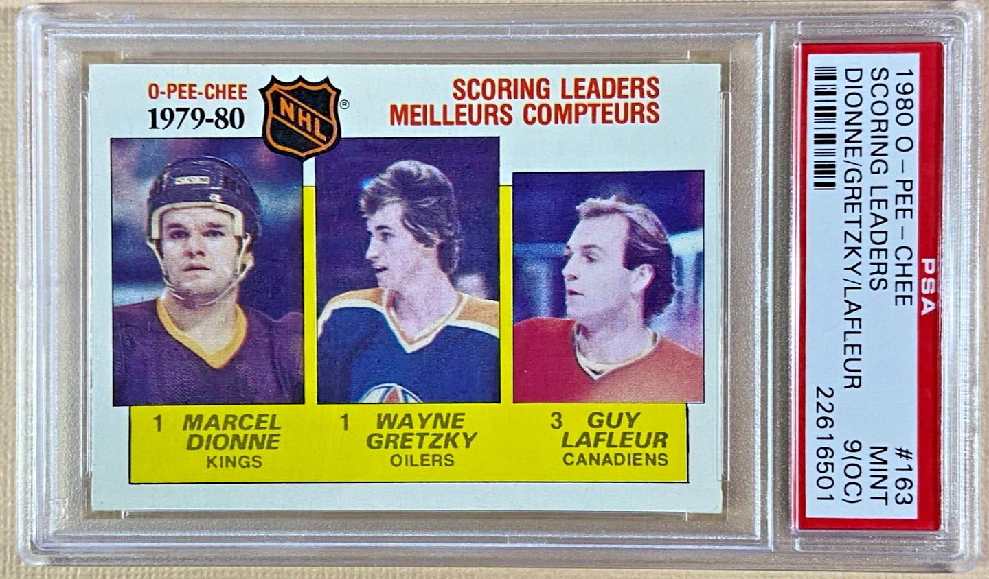 Wayne Gretzky M. Dionne Guy Lafleur 1980-81 O-Pee-Chee #163 OPC PSA 9(OC) MINT