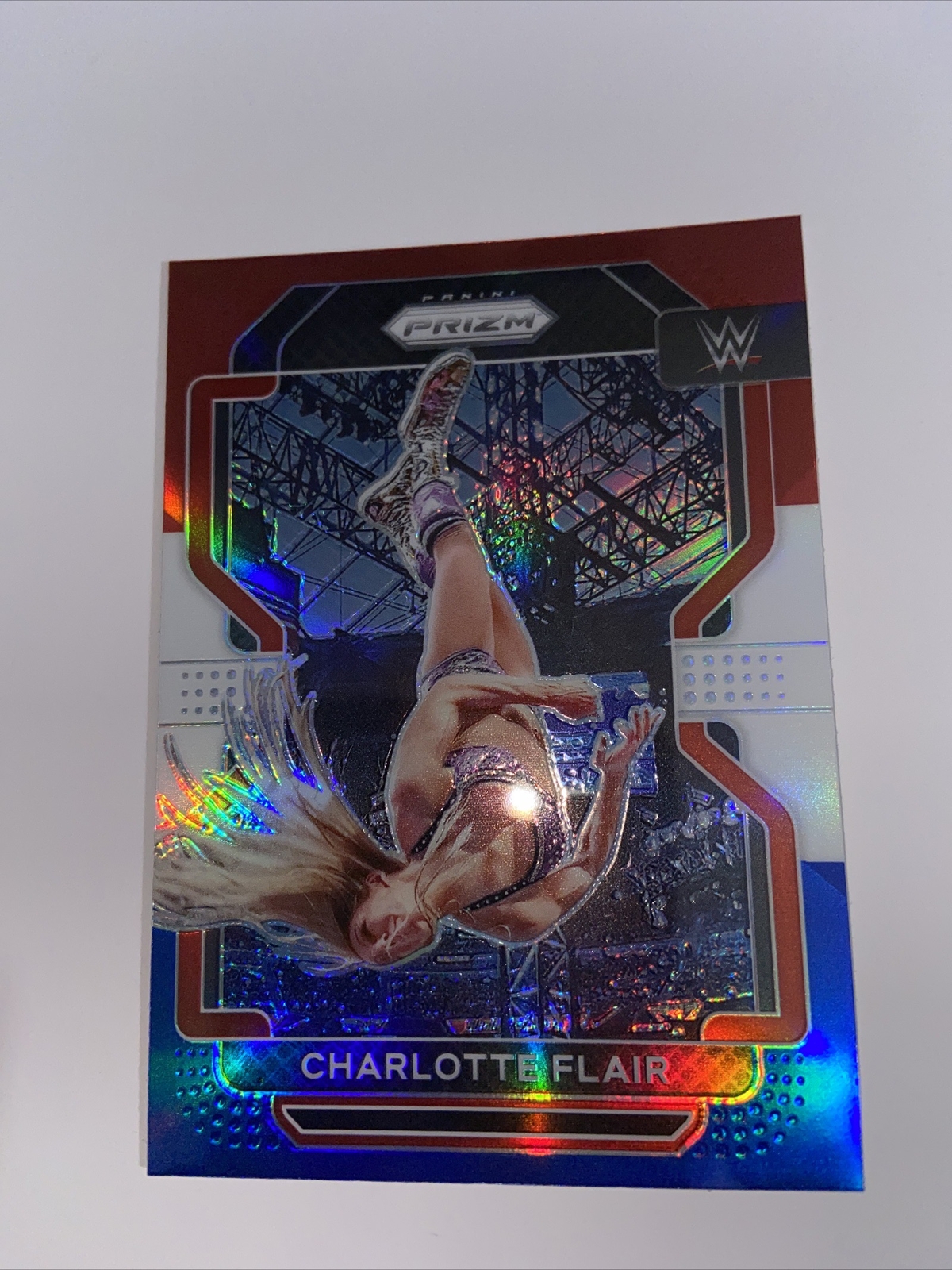 Charlotte Flair 2022 Panini Prizm WWE Red White Blue Prizm #180 Smackdown