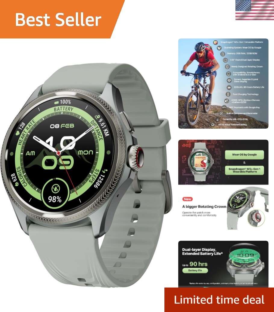 Pro 5 Enduro 1&period;43" Smartwatch for Men with 90-Hour Battery & 110&plus; Sports Modes