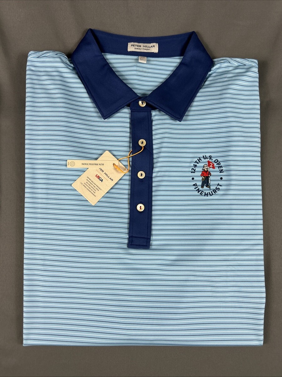 Peter Millar ゴルフポロ USA限定 サイズS Peter Millar Golf Shirt Polo Pinehurst US Open Logo XXL Blue
