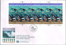 Onu Fdc Grande Enveloppe Geneve Mi 213214 Oceans Propre