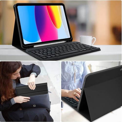 For iPad 10th 9th 8th 7th Gen Air 4 5th Smart Case With Bluetooth Keyboard Mouse - Picture 9 of 40