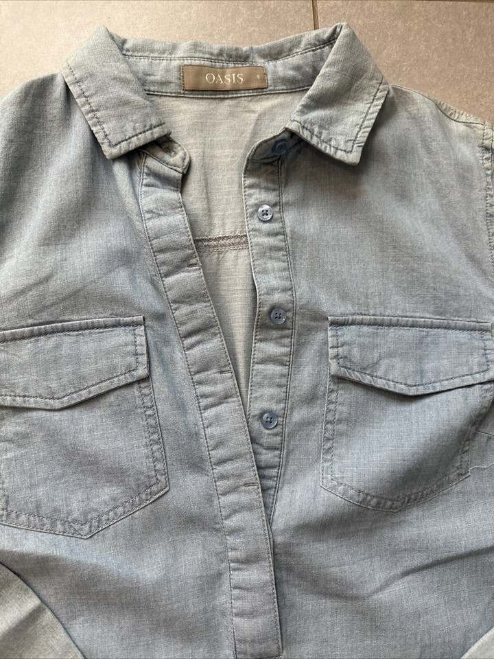Oasis Dress Blue Faded Denim Effect Size 6 (fits Like 10/12) eBay