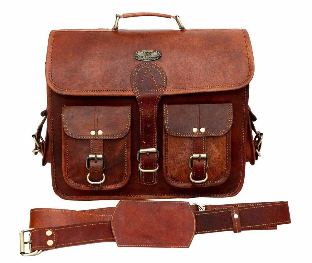 Messenger Bag Shoulder Laptop Briefcase Gift For Christmas Real Vintage Leather