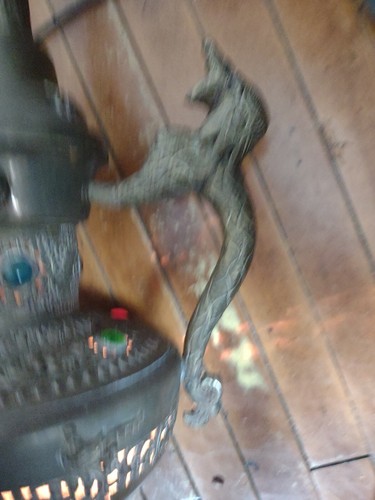 Antique Art Nouveau Brass Jeweled Table Lamp Morocco India Lion Engraved WOW! - Picture 13 of 23