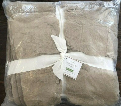 Pottery Barn Faux Fur Throw Blanket Alpaca Taupe 50x60 Decor