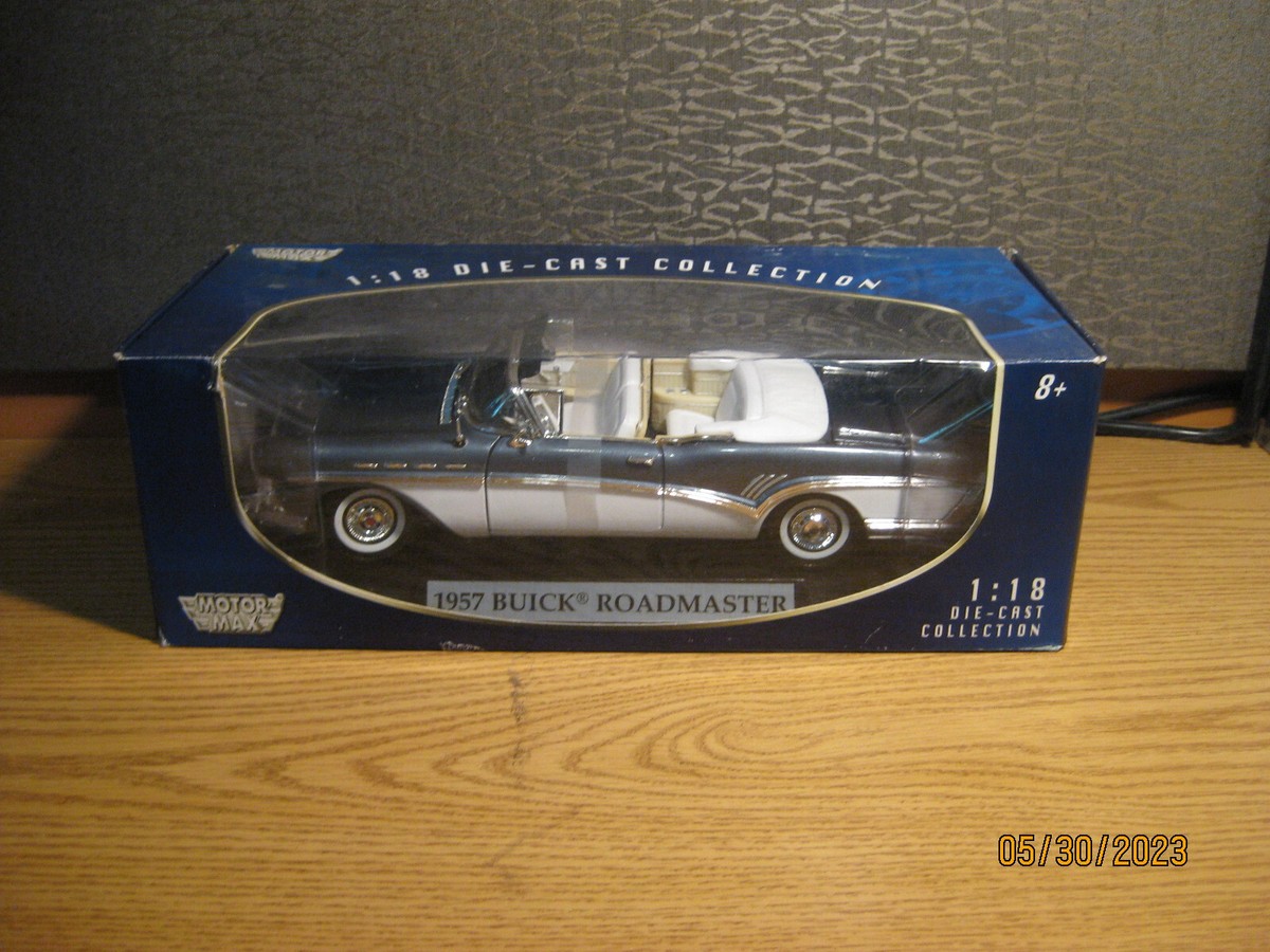 1/18 1957 BUICK ROADMASTER CONVERTIBLE , BLUE/WHITE BY MOTOR