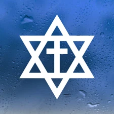 Messianic Cross Vinyl Decal | Judaism Star of David Christian | Die Cut Sticker