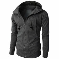 Men's Slim Hoodie Warm Hooded Sweatshirt Coat Zip Up Outwear Sweater Jacket