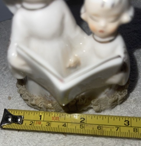 "Estatuilla vintage de ángeles de porcelana cantando Japón pequeña aproximadamente 4"" x 3""" - Imagen 8 de 8