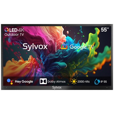 SYLVOX 55'' Outdoor QLED TV IP55 weatherproof App store 2000 nits for Full sun