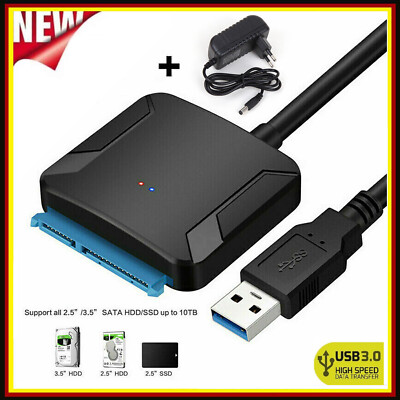 USB 3.0 zu SATA Adapter für 2.5'' / 3.5'' SATA Festplatte HDD SSD Konverter Kabel