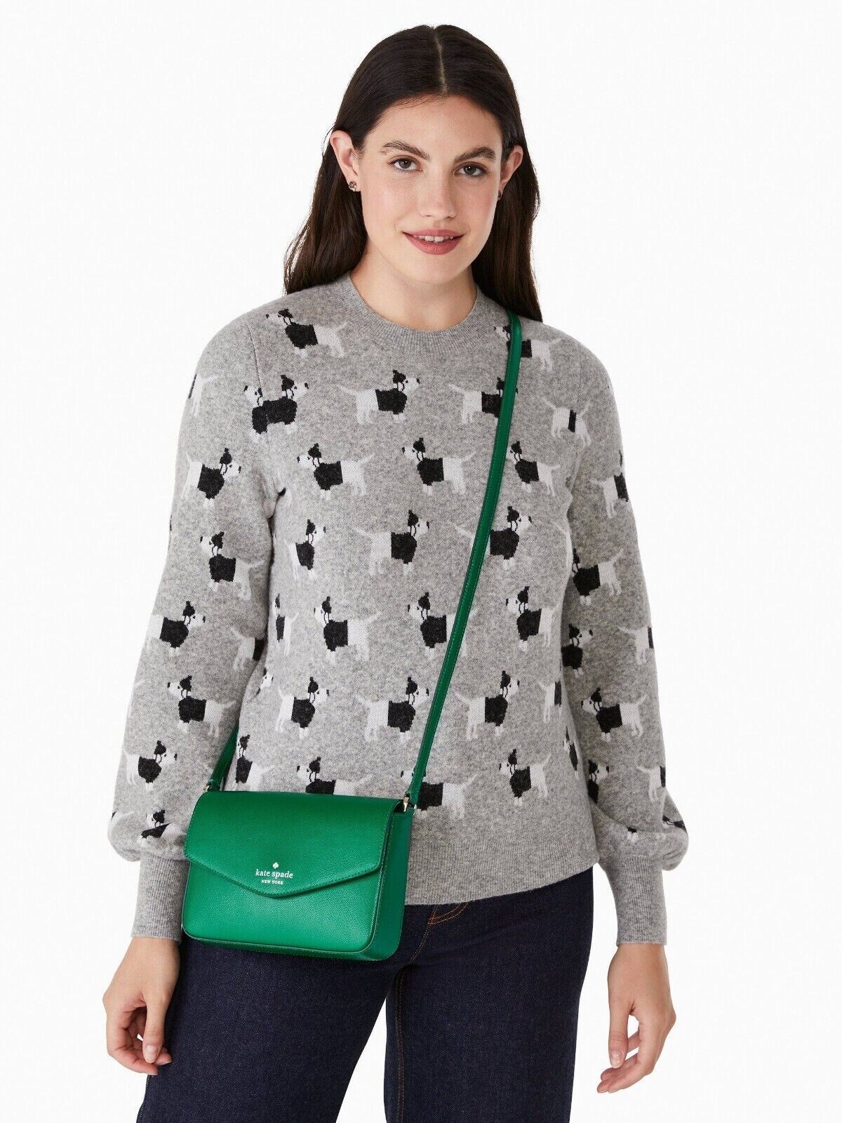 Kate Spade Sadie Envelope Crossbody Green Bean Saffiano Leather K7378