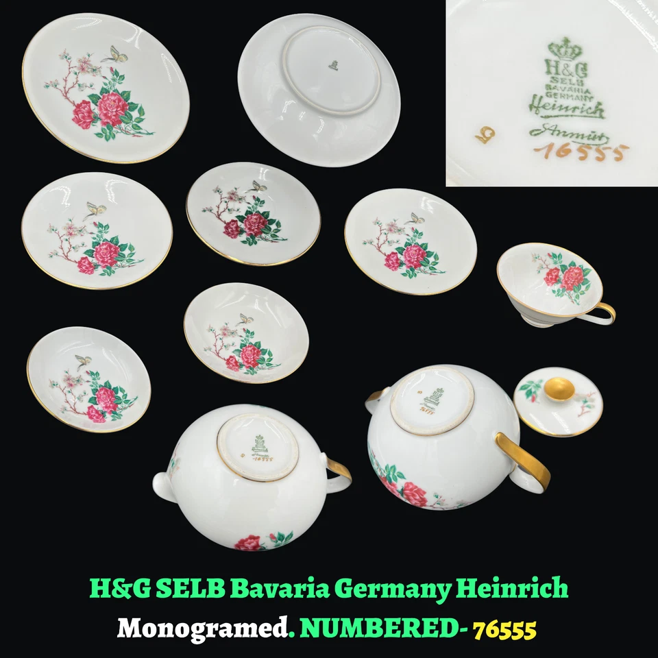 Vajilla antigua de porcelana H&G SELB Bavaria Heinrich juego de servicio de cena Foto 2 de 4