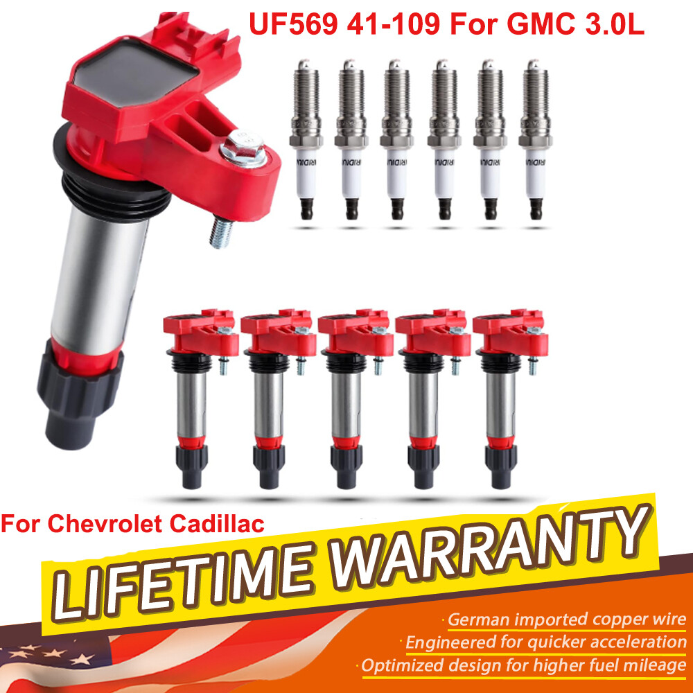 Coil Packs And Spark Plugs 6Pack Ignition Coils & Spark Plug For GMC Acadia Chevy Traverse Cadillac UF569 Spark Plugs And Coil Packs Kit - Foto 7
