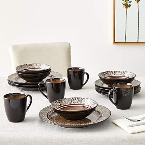 Markham 16 Piece Round Dinnerware Set 11x11x4 Brown