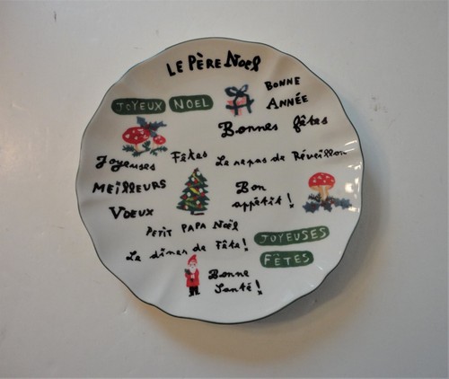 3 Anthropologie Nathalie Lete Le Pere Noel Father Christmas 8" Dessert Plates - Picture 2 of 6