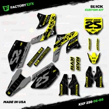 Gray & Yellow Slick Racing Graphics Kit fits 06-08 Kawasaki Kxf250 Kxf 250 Decal