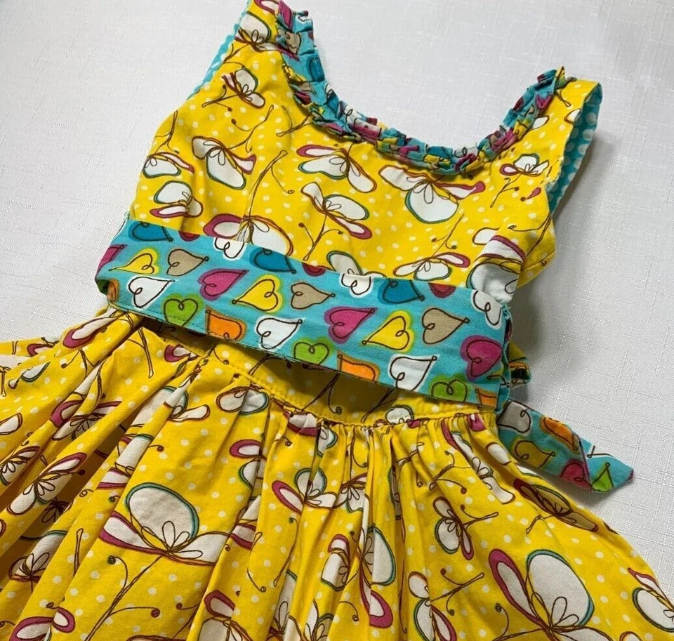 Vestido de Verano Jelly the Pug Bebé Niñas 12 Meses Amarillo Mariposa Lazo Espalda Foto 3 de 4