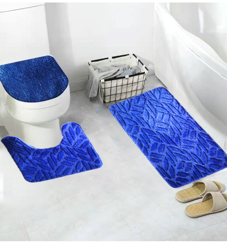 Windsor 3 Pieces Contour Mat Toilet Lid Cover Bathroom Abstract Rug Set - Picture 2 of 49