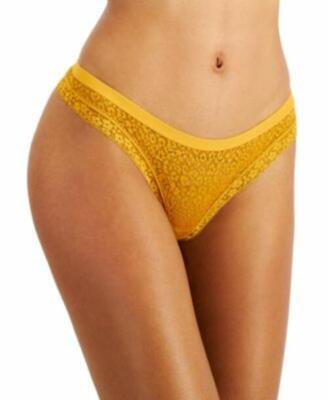 MSRP $15 Jenni Women's Leopard Lace Thong Gold Size Medium