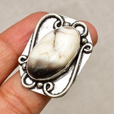 Howlite Gemstone Handmade 925 Sterling Silver Jewelry Ring Size 8.5