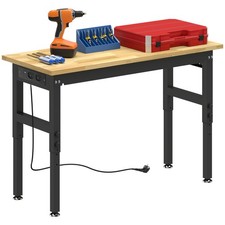 Werkbank H&ouml;henverstellbar 121.9x50.8cm Holz Schwarz 900kg Belastbarkeit