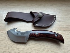 Cudeman Skinner Jagdmesser Handgefertigt in Spanien Aufbrechhaken Lederscheide