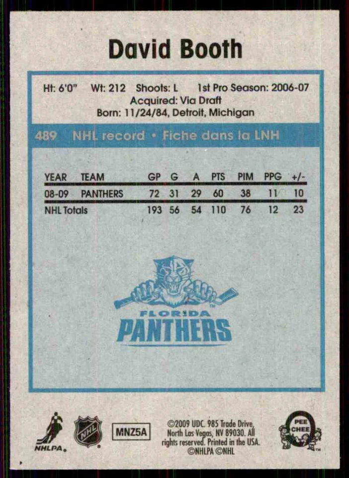 2009-10 O-PEE-CHEE RETRO DAVID BOOTH #489 - Image 2 of 2