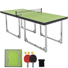 HOMCOM Tennis Table Ping Pong Foldable with Net Game Steel 182cm Indoor, Green