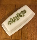Pyrex Vintage - Spring Blossom (Crazy Daisy) Green BUTTER DISH W/LID *MINT* 72-B