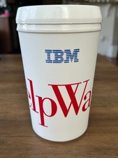 Vintage IBM HelpWare Coffee Mug Travel Cup 22 oz Corporate Tech Whirley Red