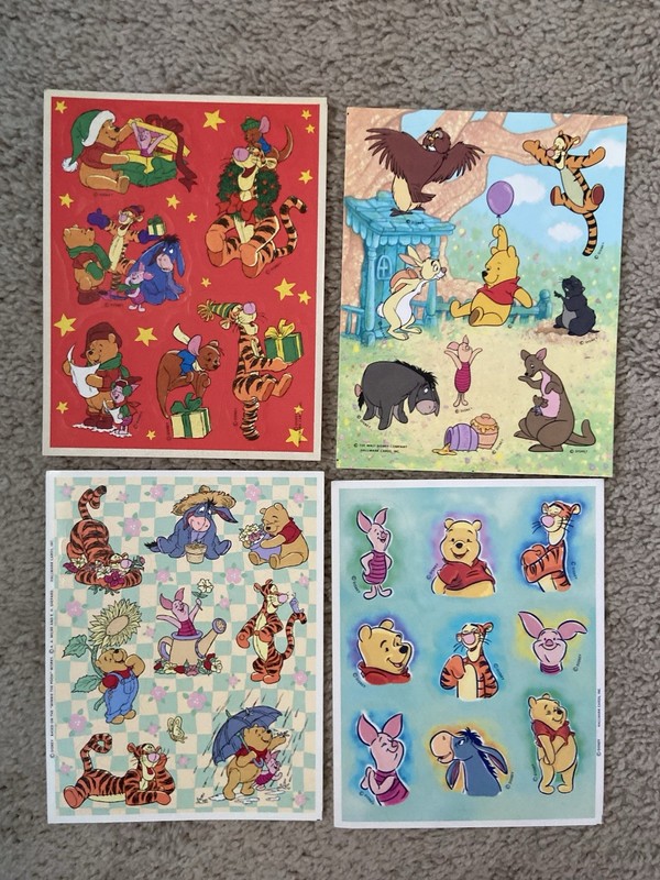 Vintage 80s 90s Winnie The Pooh Stickers Stationary Unused Hallmark lot 4 sheets