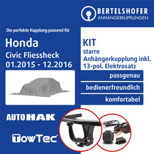 Anhängerkupplung starr u.13pol spez. E-Satz für HONDA Civic Fliessheck IX FK 15-