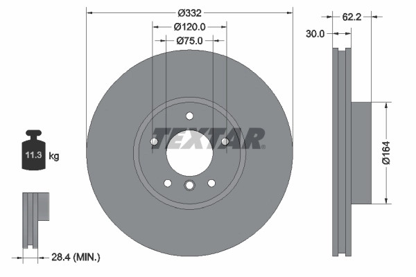 Disques de frein Textar 92160805 pour remplacement des pièces BMW 34116771985 et 34116793245