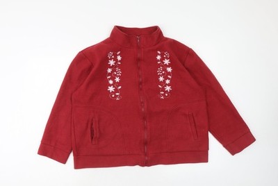 Anne de Lancay Damen Jacke rot Größe M Reißverschluss - Blumendetail
