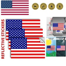 3PC Reflective American Flag Sticker - 5x3 Inches - American Flag Decal Stick...