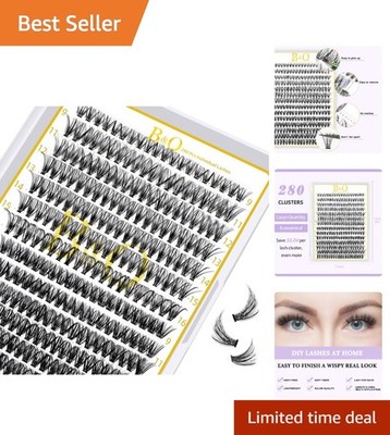 B&Q 280PCS Individual Lash Clusters: Achieve a Glam Cat-Eye Look Effortlessly