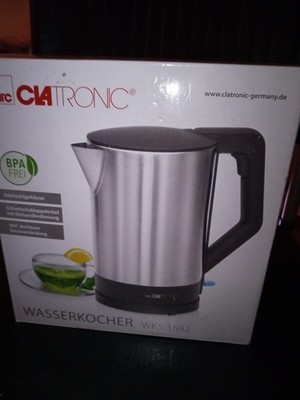 Clatronic Wasserkocher WKS3692 1,5L Edelstahl BPA Frei Schwarz Kabelaufwicklung