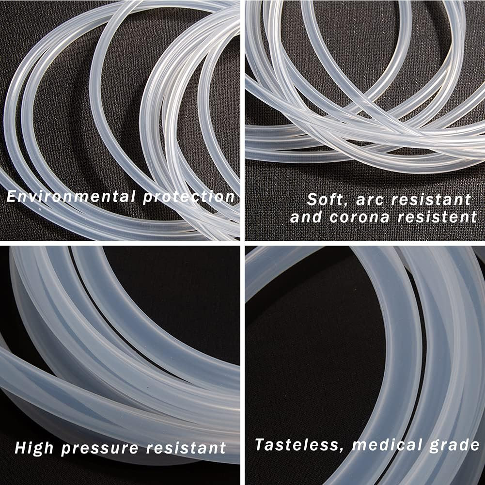 Quickun Pure Silicone Tubing, 3Mm ID X 5Mm OD High Temp Food Grade Tube Pure Sil