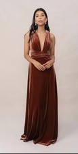 Revelry Dylan Bridesmaid Maxi Dress Woman's Size 8 Velvet Terracotta
