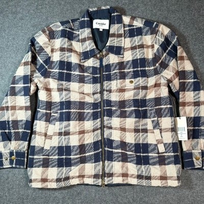 Corridor New York Jacquard Plaid Zip Jacket Navy Men's Size Medium NWT Workwear