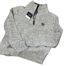 Chaps Boys' Marled 1/4 Zip Mock Neck Pullover Sweater Size 4/5 NEW Black White